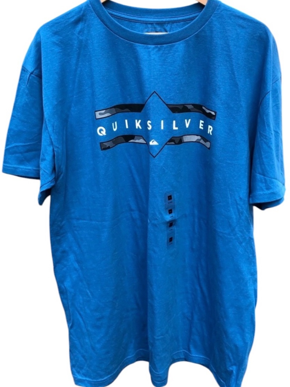 Quiksilver Men’s XL Blue Graphic Logo T-Shirt NWT Surf Skate Tee 23x31